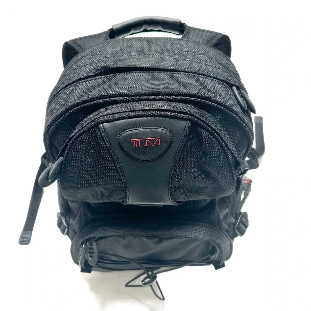 TUMI Thompson Backpack XL Black Leather Ballistic Nylon Laptop Sleeve Rucksack